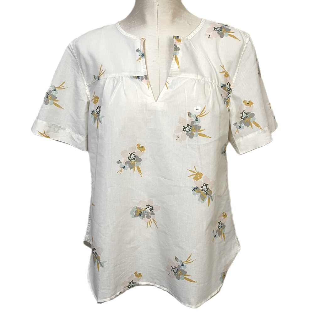 Eddie Bauer Lightweight Short Sleeve Summer Floral Blouse Women's Medium